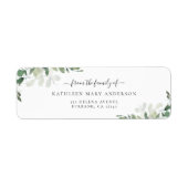 Étiquette Eucalyptus Family Funeral Adresse de retour (Devant)