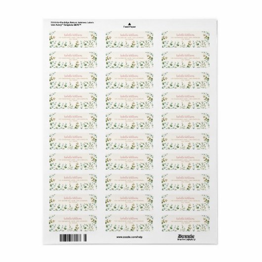 Étiquette Eucalyptus Feuilles Baby shower fille Adresse de r (Feuille entière)