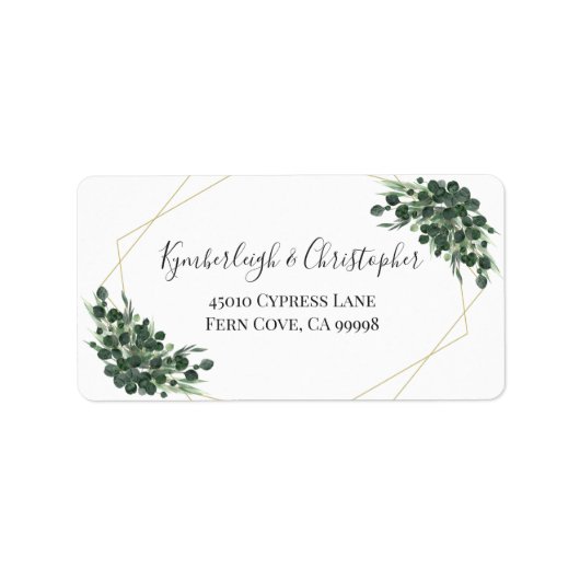 Étiquette Eucalyptus Géométrique Mariage RSVP Adresse de ret (Devant)