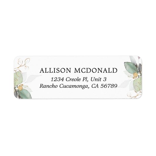 Étiquette Eucalyptus Gold Foliage vert (Devant)