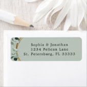 Étiquette Eucalyptus Gold Sage Mariage Adresse de retour Lab (En situation)
