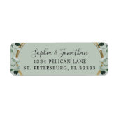 Étiquette Eucalyptus Gold Sage Wedding Invite Return Adresse (Devant)