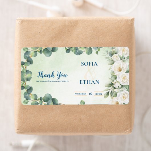 Étiquette Eucalyptus Green Botanical Wedding Return Address (En situation)