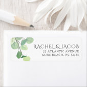 Étiquette Eucalyptus Green Watercolor Adresse de retour (En situation)