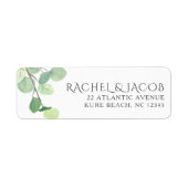 Étiquette Eucalyptus Green Watercolor Adresse de retour (Devant)