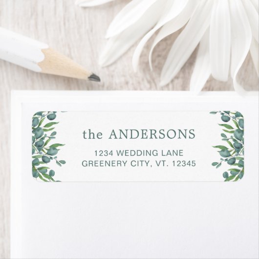 Étiquette Eucalyptus Greenery Botanical Return Adresse (En situation)