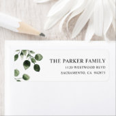 Étiquette Eucalyptus mariage de feuillage Adresse de retour (En situation)