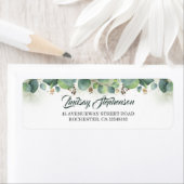 Étiquette Eucalyptus Mariage vert et or (En situation)