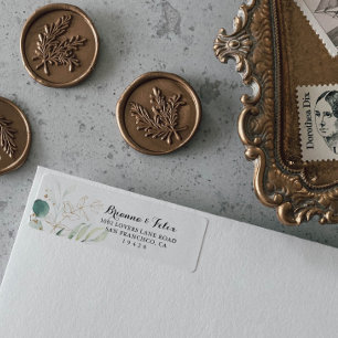 Étiquette Eucalyptus Rustique Gold Floral Adresse de retour 