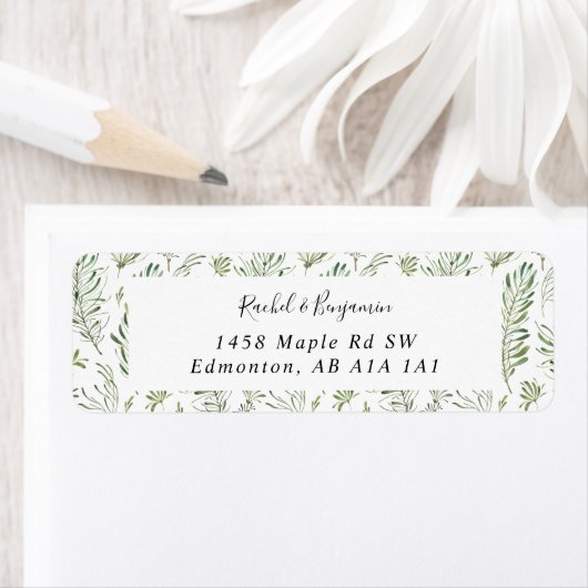 Étiquette Eucalyptus Script Mariage Boho Chic Green (En situation)