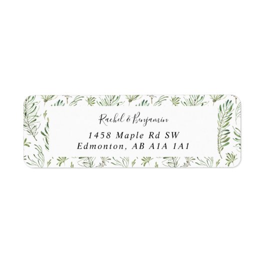 Étiquette Eucalyptus Script Mariage Boho Chic Green (Devant)