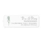 Étiquette Eucalyptus Script Mr Mme Mariage Adresse de retour (Devant)