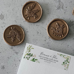 Étiquette Eucalyptus Simple Brown Floral Adresse de retour