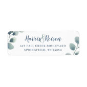 Étiquette Eucalyptus Verdure Aquarelle Feuillage Bleu Dusty (Devant)