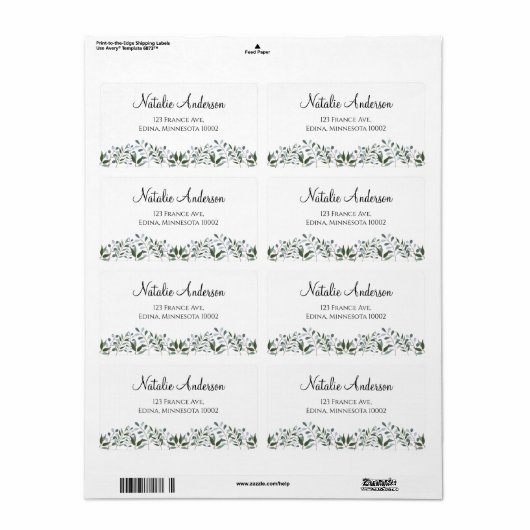 Étiquette Eucalyptus Vert Floral (Feuille entière)