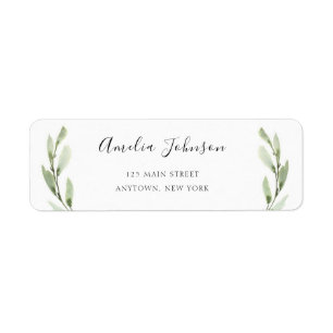 Étiquette Eucalyptus Wreath Aquarelle Adresse de retour