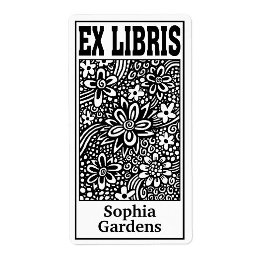 Étiquette Ex Libris Abstrait Floral (Devant)