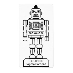 Étiquette Ex Libris - Bibliothécaire Robot