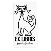 Étiquette Ex Libris - Chat Rétro (Devant)