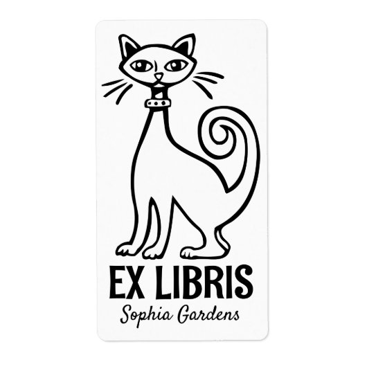 Étiquette Ex Libris - Chat Rétro (Devant)