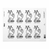 Étiquette Ex Libris - Chat Rétro (Feuille entière)