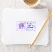 Étiquette Ex-libris d'éléphant violet mignon (En situation)