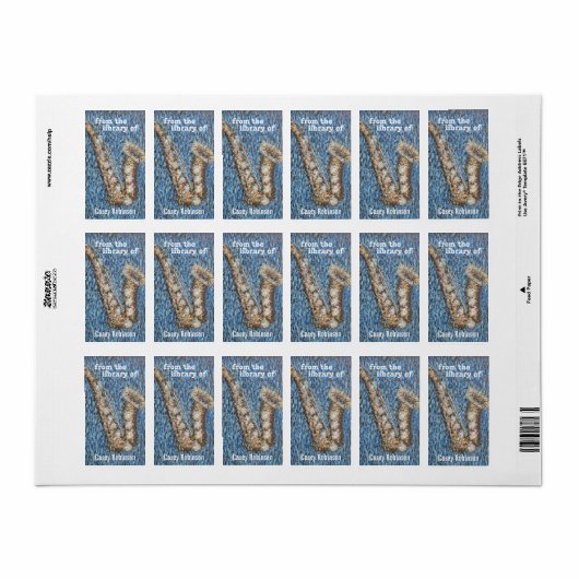 Étiquette Ex-libris Kinda Blue (Feuille entière)