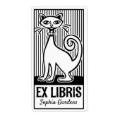 Étiquette Ex Libris - Retro Cat v2 (Devant)