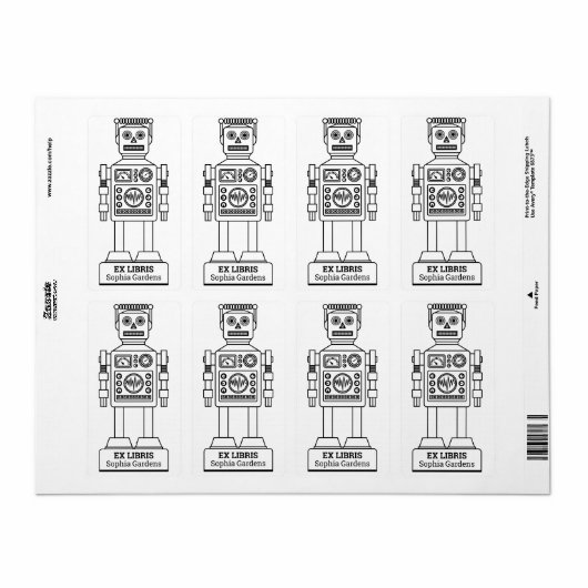 Étiquette Ex Libris - Robot Librarian v3 (Feuille entière)