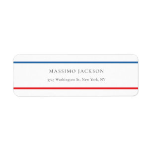 Étiquette Exclusif Personnel Moderne Bleu Rouge Blanc