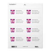 Étiquette Exécuter Embrasser la vie rose pourpre (Feuille entière)