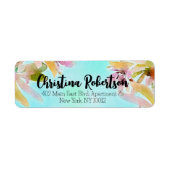 Étiquette Exotic Boho Watercolor Succulents Adresse de retou (Devant)