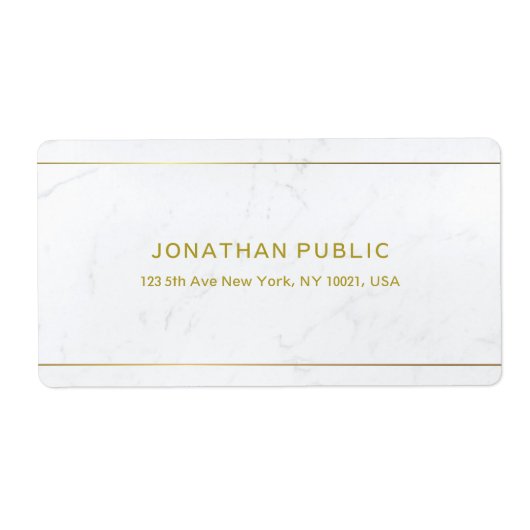 Étiquette Expédition Texte Marbre Or Design Simple Élégant (Devant)