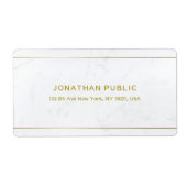 Étiquette Expédition Texte Or Marbre Élégant Design Simple (Devant)