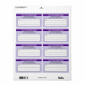 Étiquette Expédition violet avec nom d'entreprise en surbril (Feuille entière)