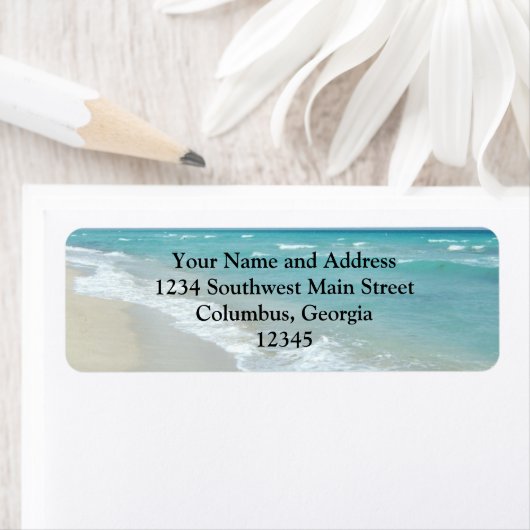 Étiquette Extreme Relaxation Plage Vue Sable blanc (En situation)