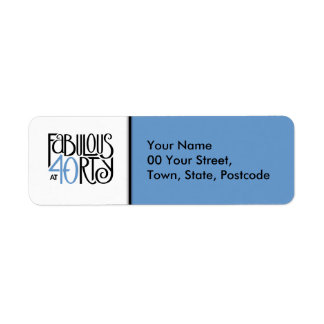 Étiquette Fabulous 40 noir bleu Adresse de retour Label