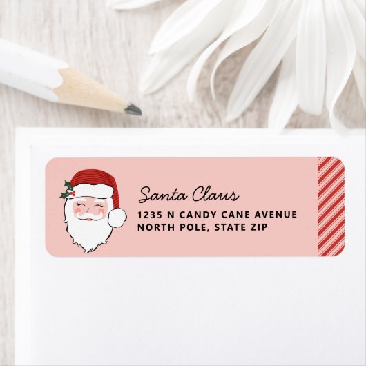 Étiquette Face père Noël | Rose et rouge (En situation)