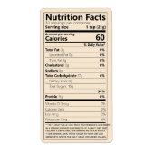 Étiquette Facteurs nutritifs génériques Modèle Produit alime (Devant)