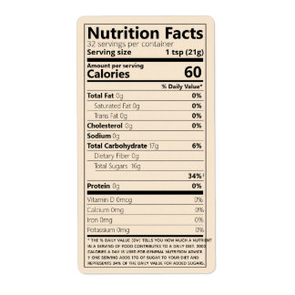 Étiquette Facteurs nutritifs génériques Modèle Produit alime