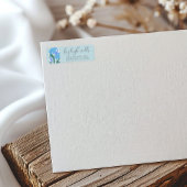 Étiquette Faire-part de mariage bleu ciel floral rétro simpl