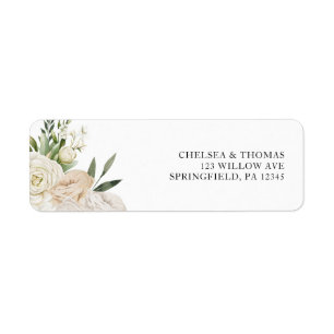 Étiquette Faire-part de mariage CHELSEA Watercolor White Blo