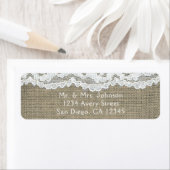 Étiquette Faire-part de mariage rustique simple Burlap & Lac (En situation)