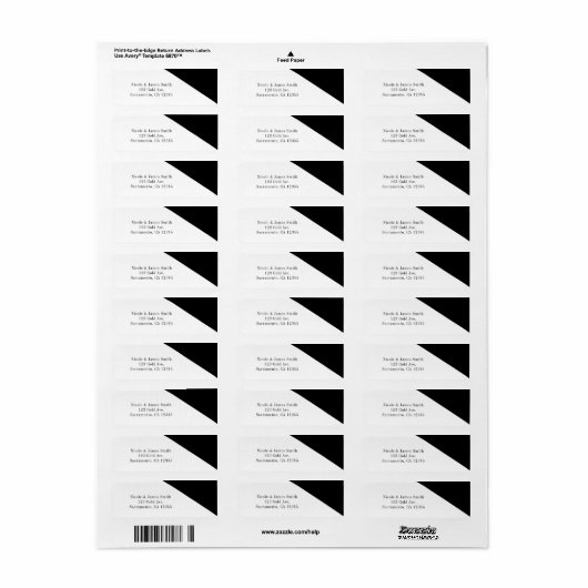 Étiquette Faire-part de mariage triangle noir et blanc (Feuille entière)