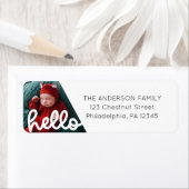 Étiquette Faire-part de naissance Hello moderne avec retour  (En situation)