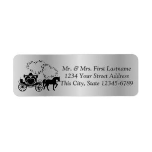 Étiquette Fairytale Carriage et Coeurs Argent