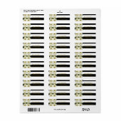 Étiquette Faisceaux et bandes blanches noires Modernes Flora (Feuille entière)