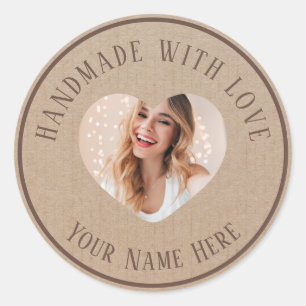 Étiquette fait à la main avec amour nom personnali