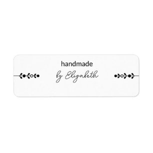 Étiquette Fait main par nom en écriture cursive ligne décora