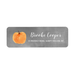 Étiquette Fall Autumn Pumpkin Chalkboard Return Address